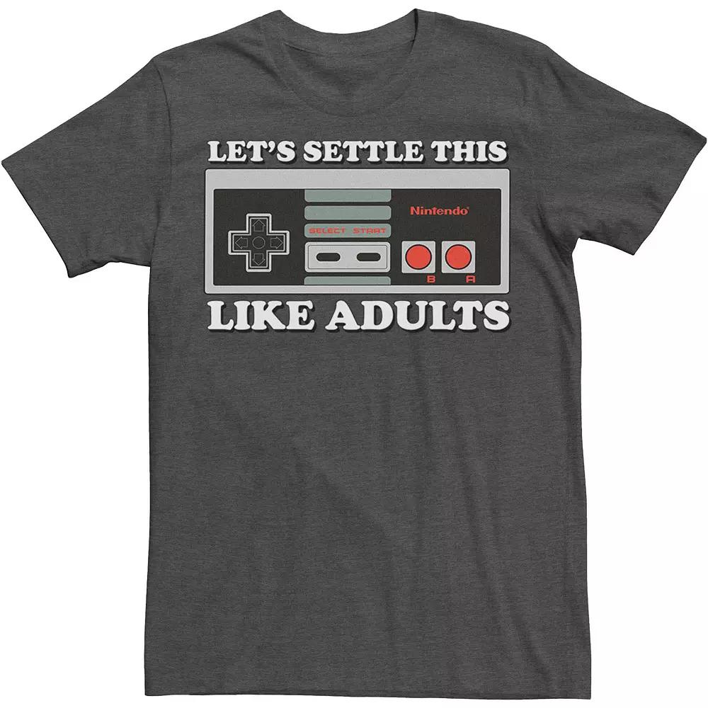 Big & Tall Nintendo NES Controller Let's Settle This Tee, Men's,  Product Image