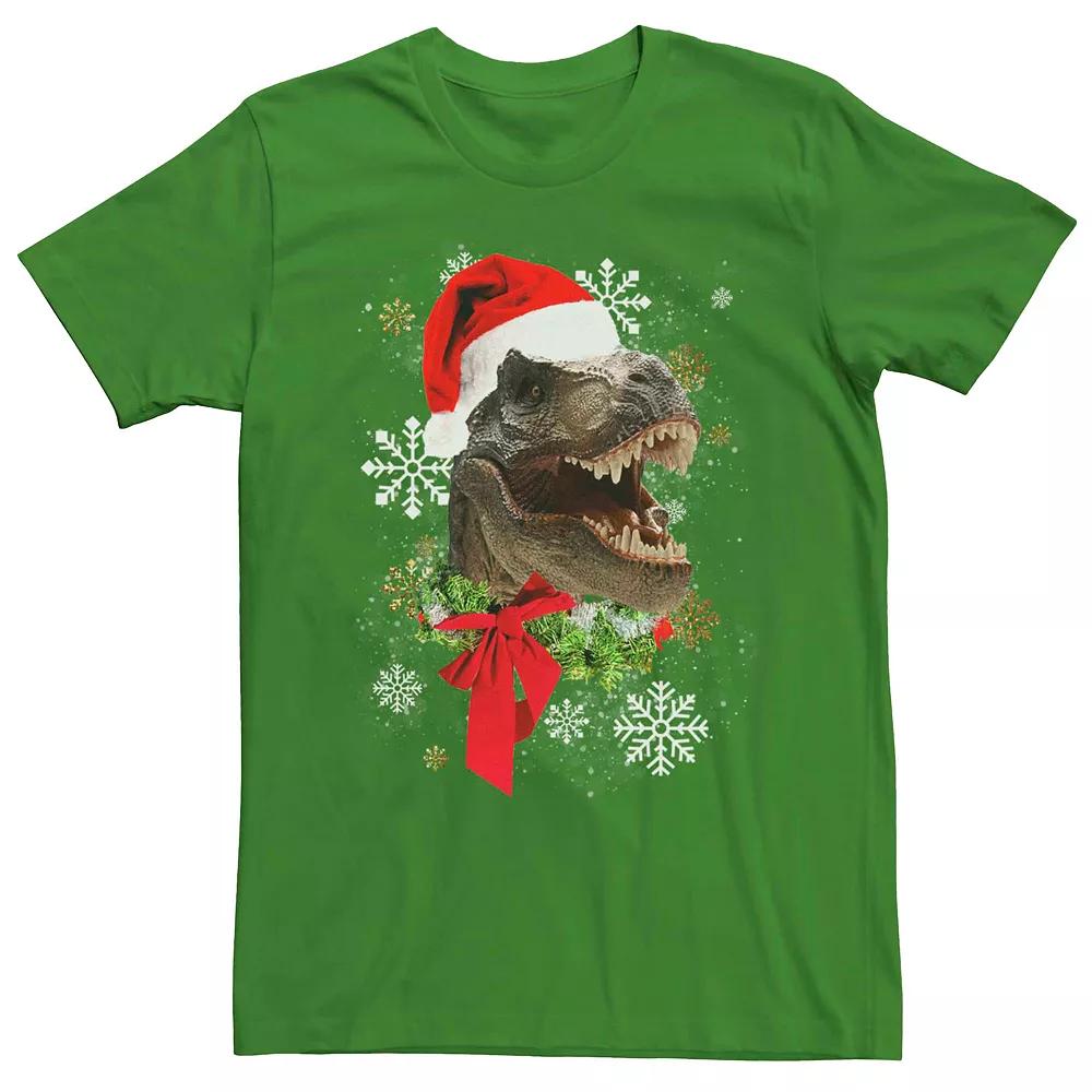 Men's Christmas T-Rex Santa Hat Tee Shirt,  Product Image