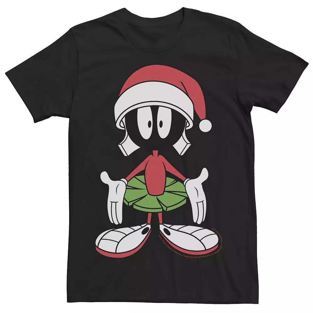 Men's Looney Tunes Christmas Marvin The Martian Santa Hat Portrait Tee, Size: Medium, Black Product Image