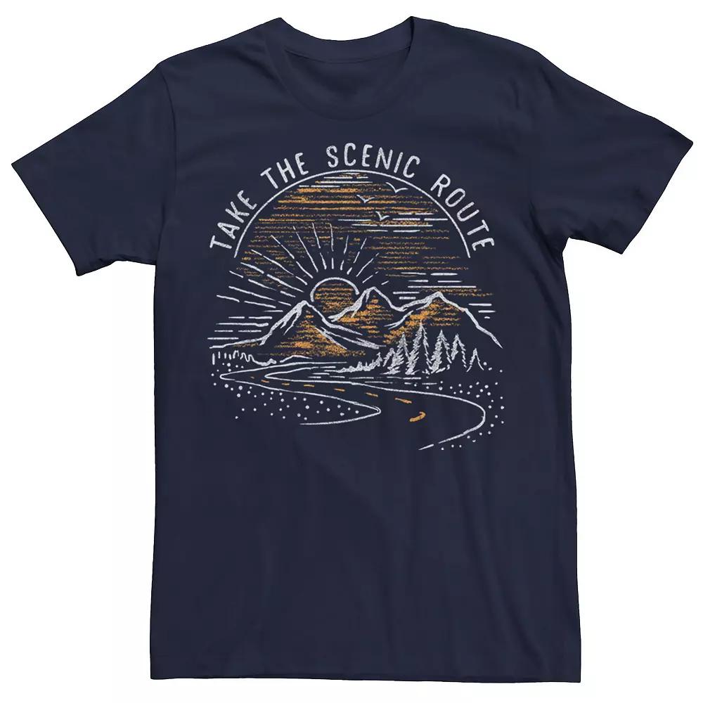 Men's Take The Scenic Route Mountain Sunrise Sketch Tee,  Product Image