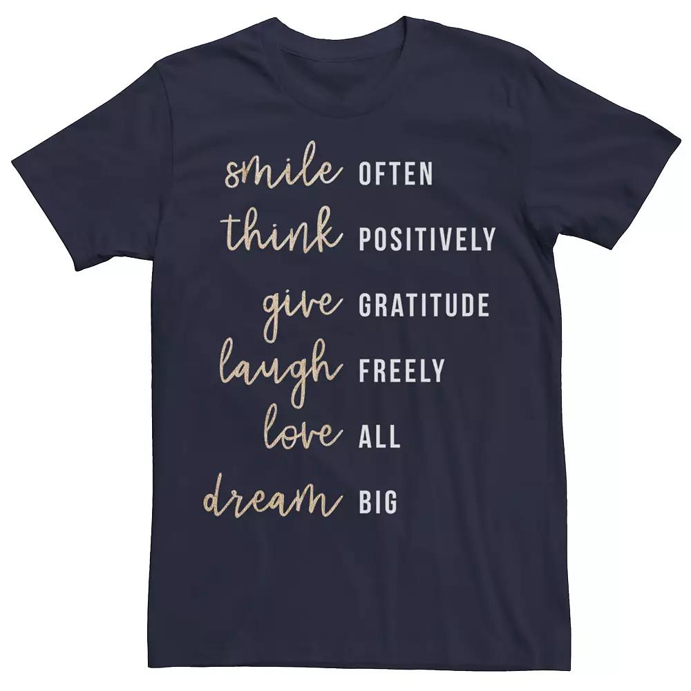 Men's Smile Often Laugh Freely Love All Dream Big List Tee,  Product Image