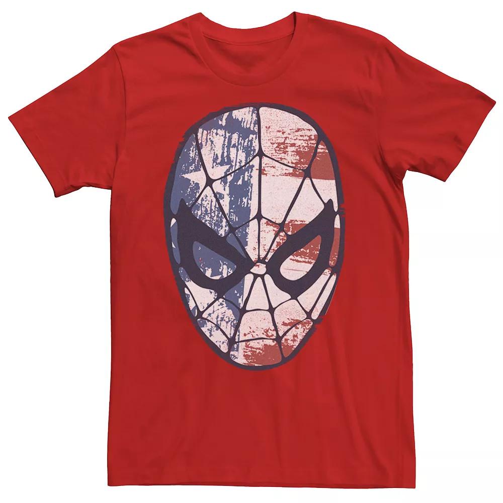 Men's Marvel Spider-Man American Flag Face Vintage Tee,  Product Image