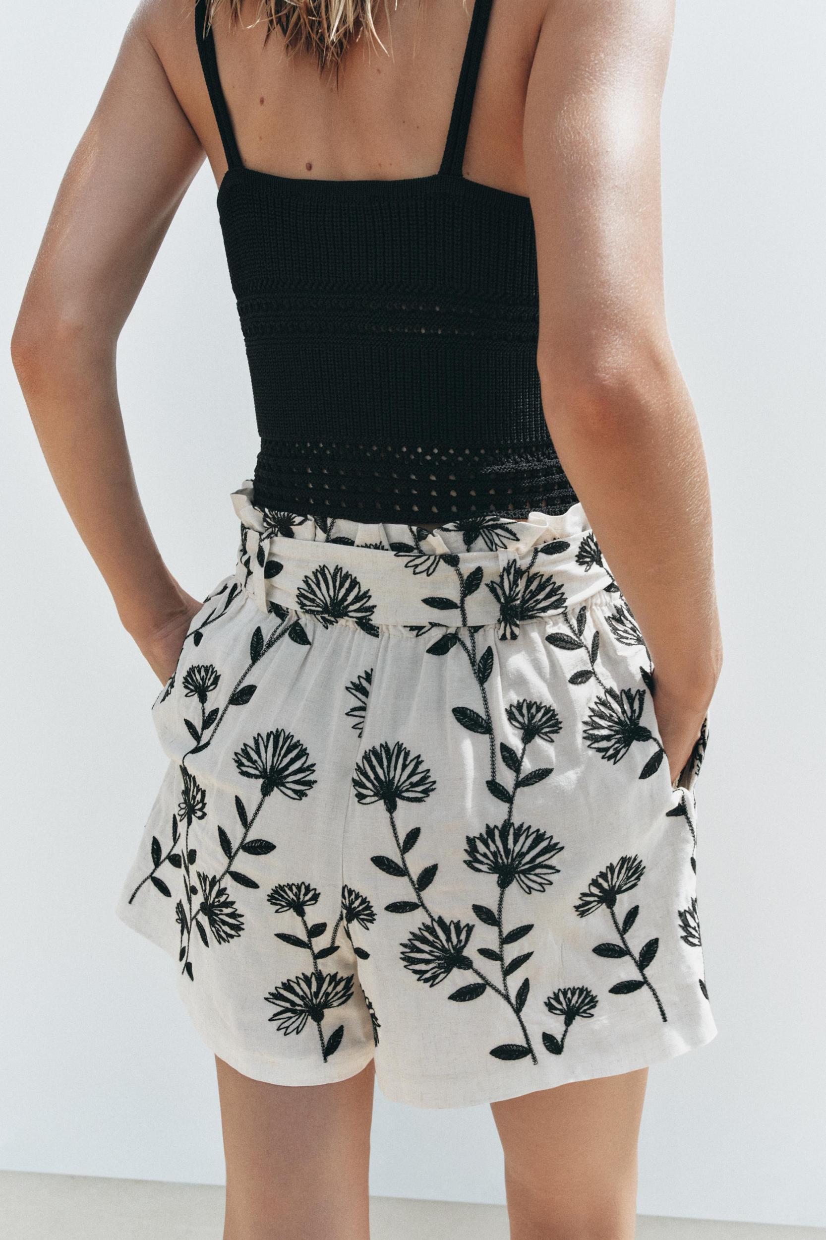 EMBROIDERED PAPER BAG BERMUDA SHORTS Product Image