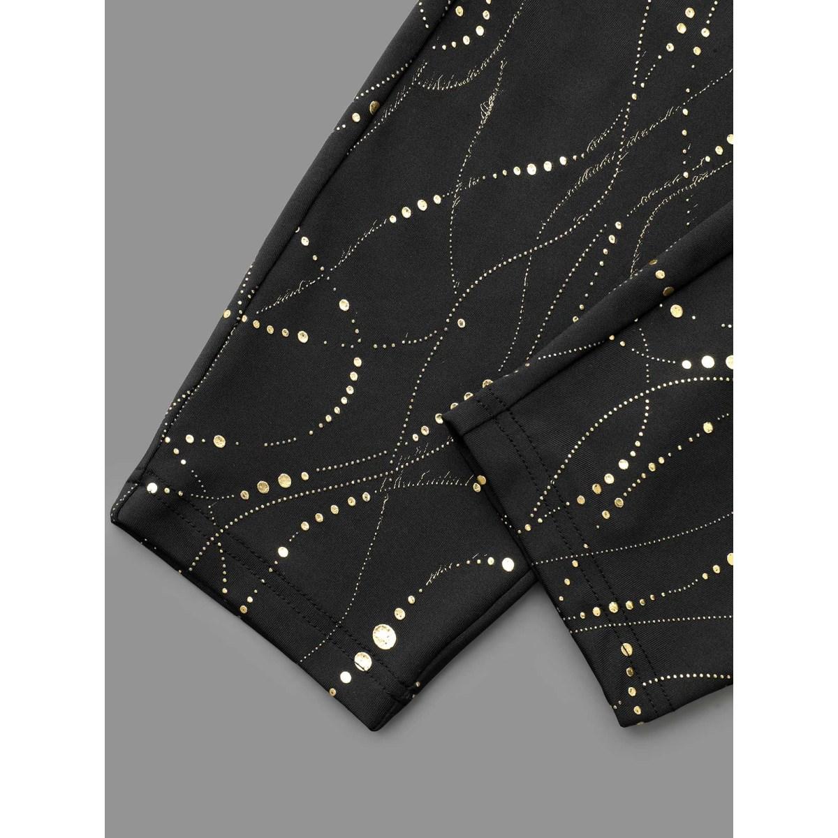 Plus Size Shiny Glitter Skinny Fit Leggings Women Black Elegant High stretch Skinny Mid Rise Everyday Leggings BloomChic 30/6X Product Image