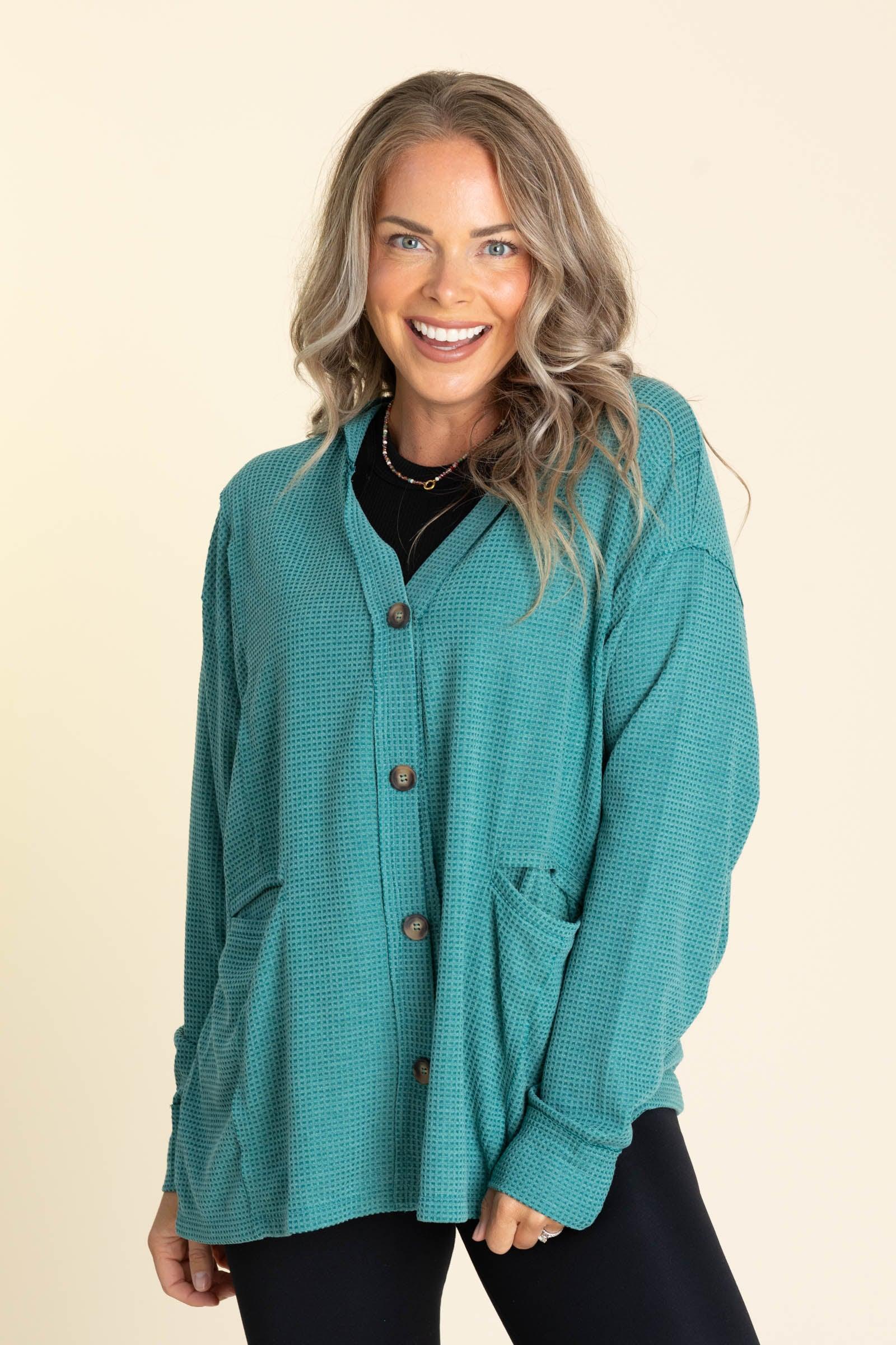 Knit Button Up Cardigans With Pockets Product Image