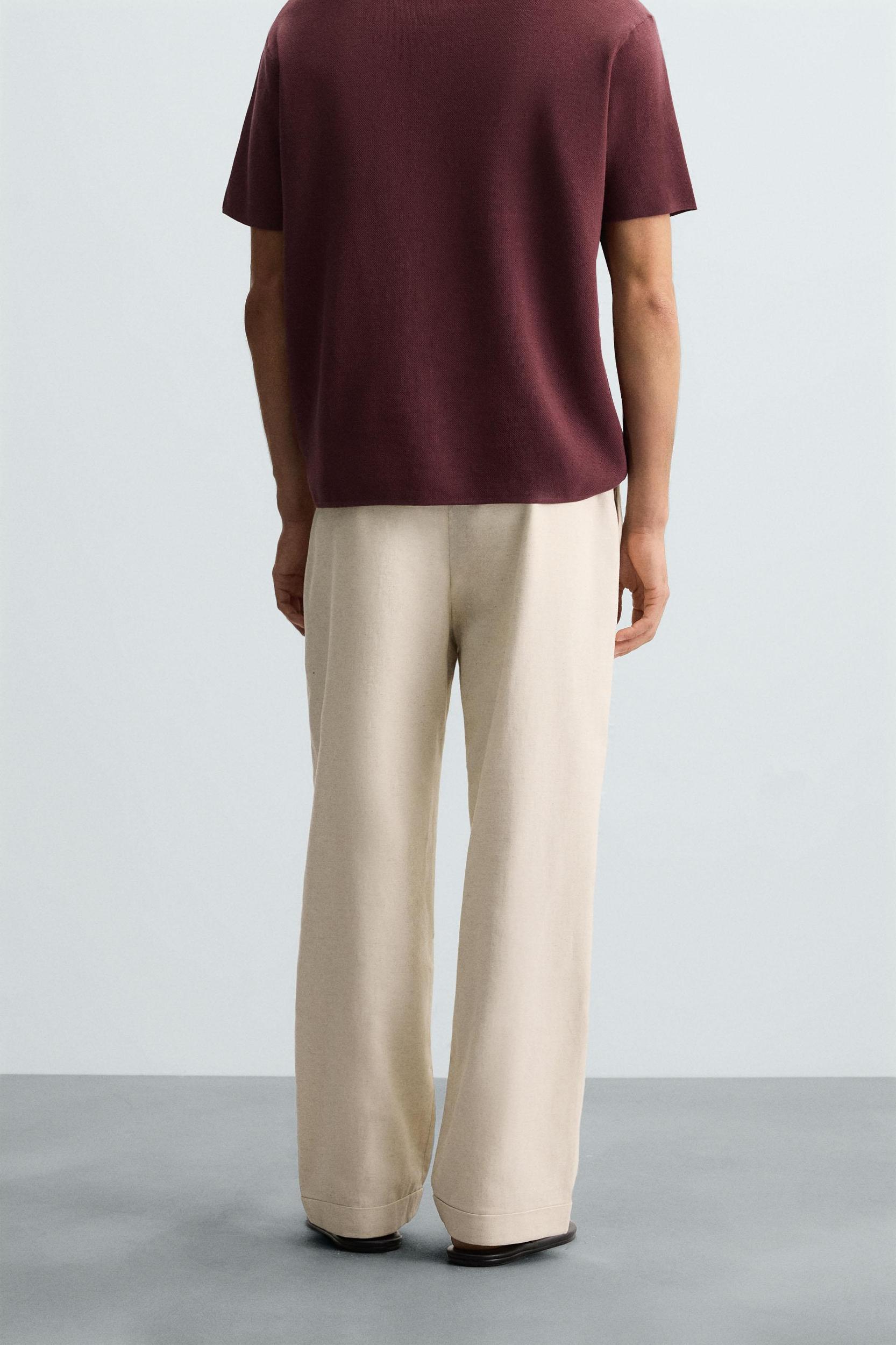 COTTON - LINEN PLEATED PANTS Product Image