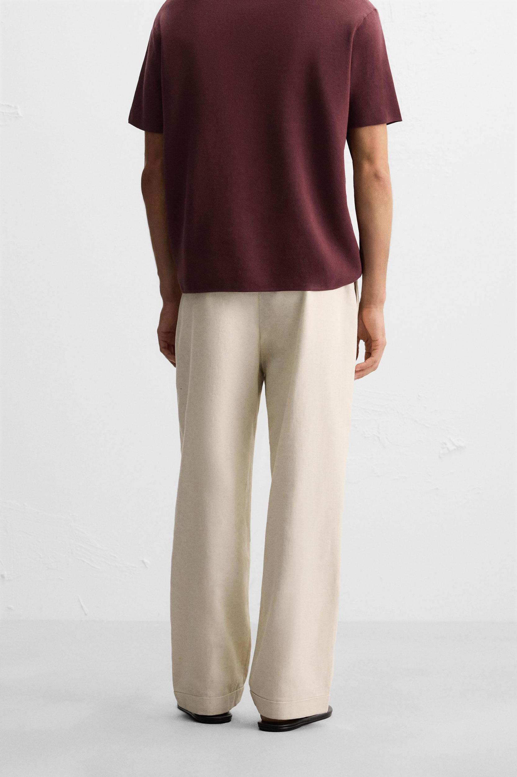 COTTON - LINEN PLEATED PANTS Product Image
