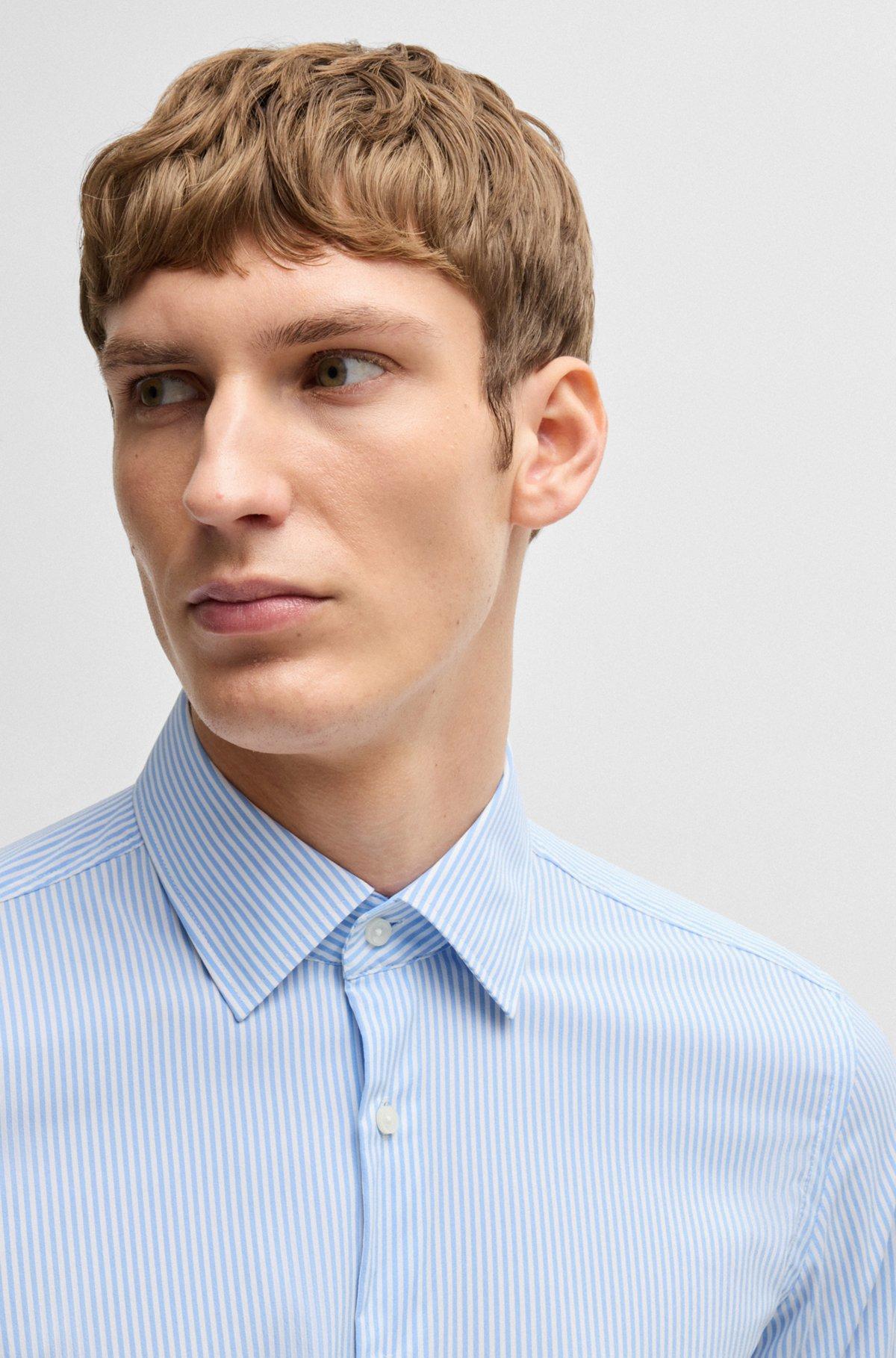 Slim-fit shirt in striped performance-stretch fabric Product Image