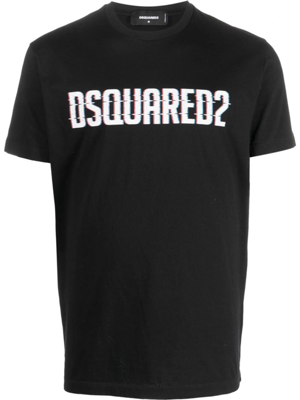 DSQUARED2 Mens Black Brand-print Crewneck Regular-fit Cotton-jersey T-shirt Product Image