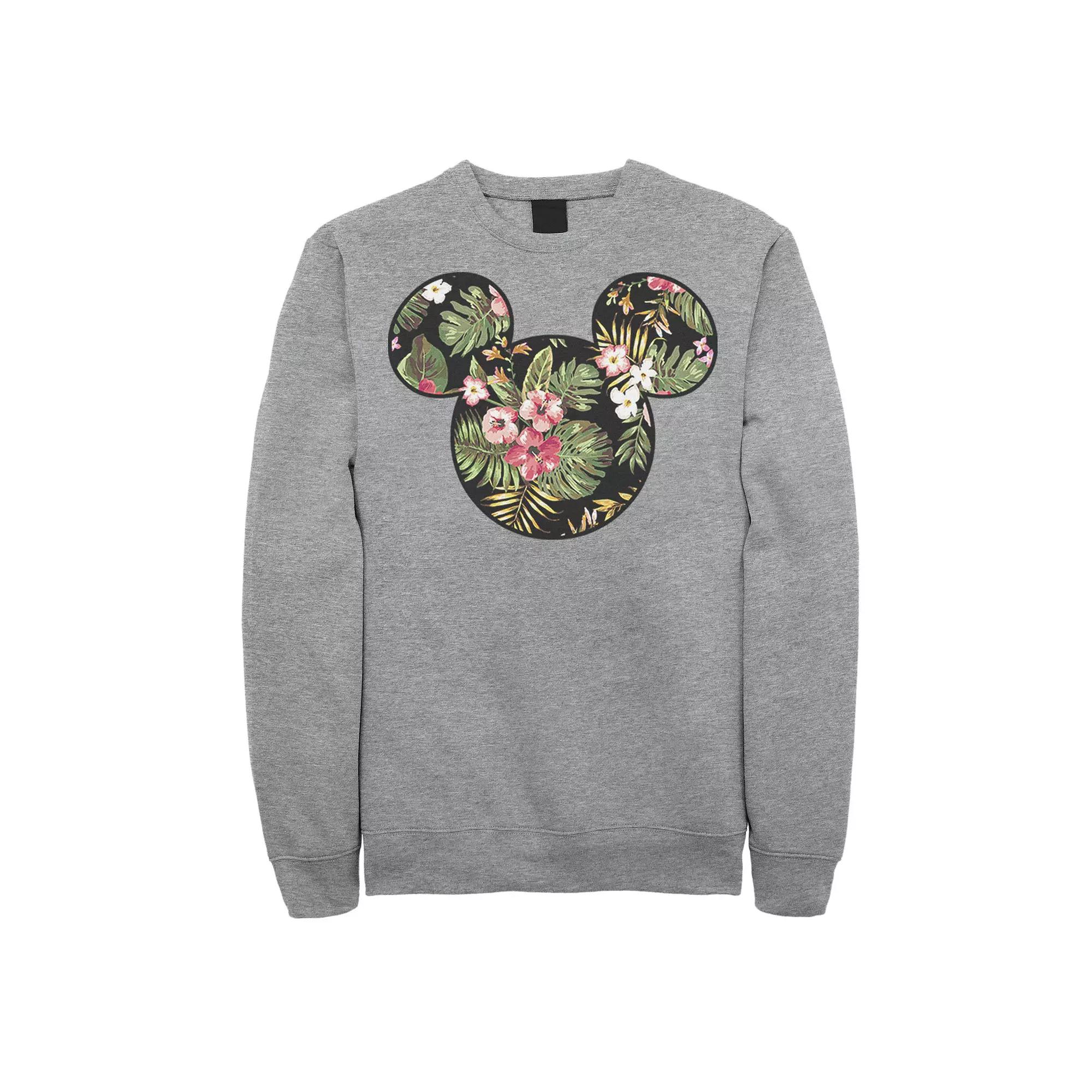 Disney's Mickey And Friends Mickey Mouse Men's Tropical Fill Sweatshirt, Size: XL, Athletic Grey Product Image