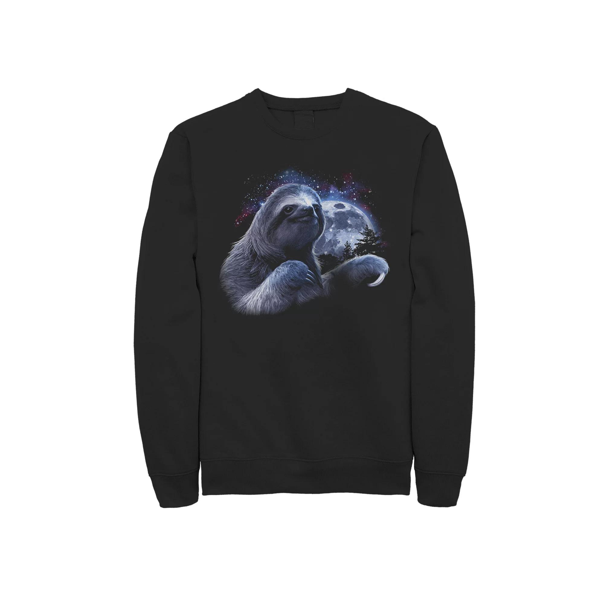 Men's Sloth In Space Portrait Fleece, Size: 3XL, Black Product Image