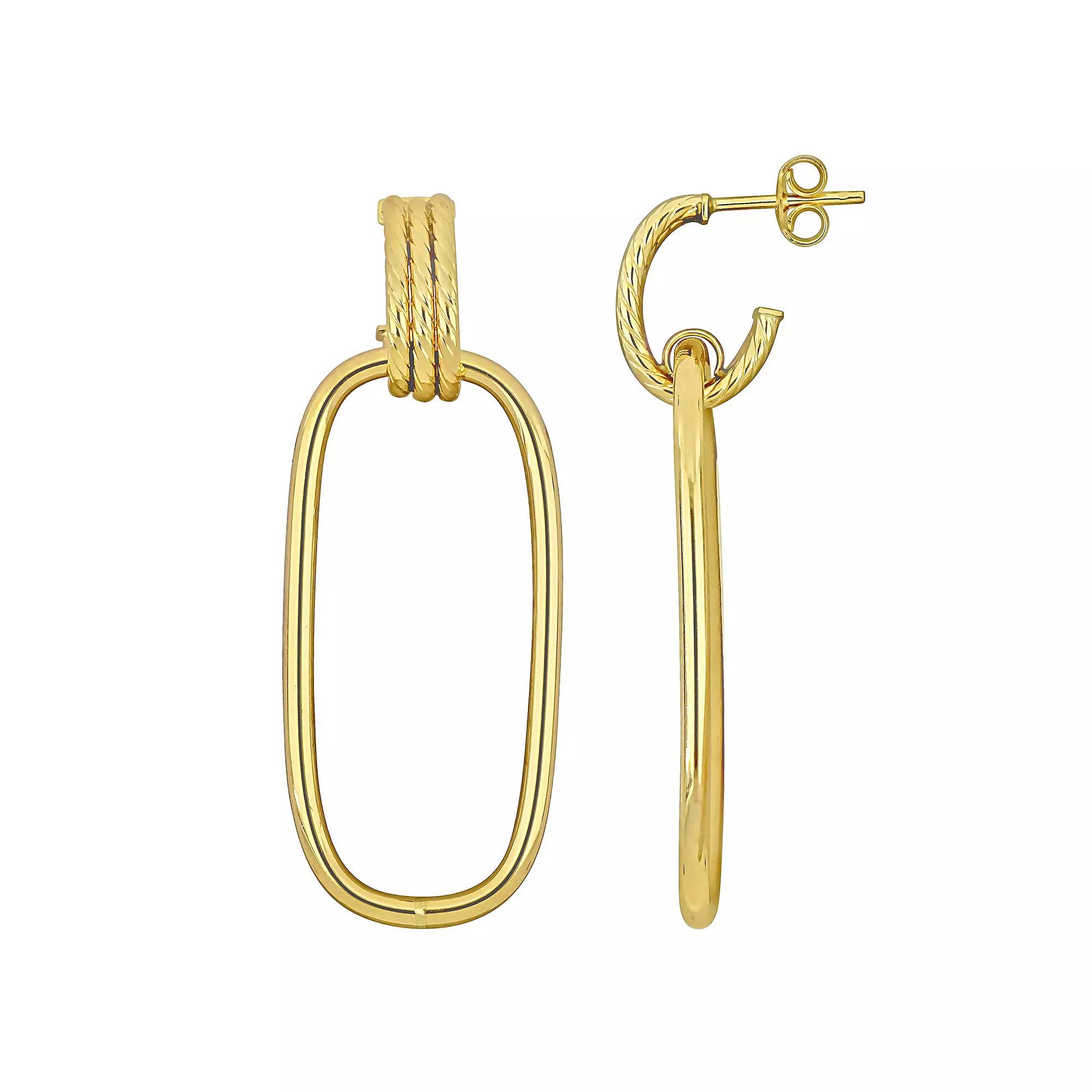 Stella Grace 10k Gold Open Huggie Hoop & Open Rectangular Drop Earrings, Women's Product Image