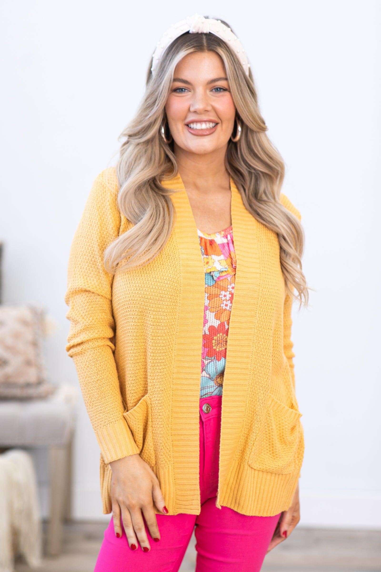 Orange and Aqua Floral Print Ruffle Trim Top Product Image