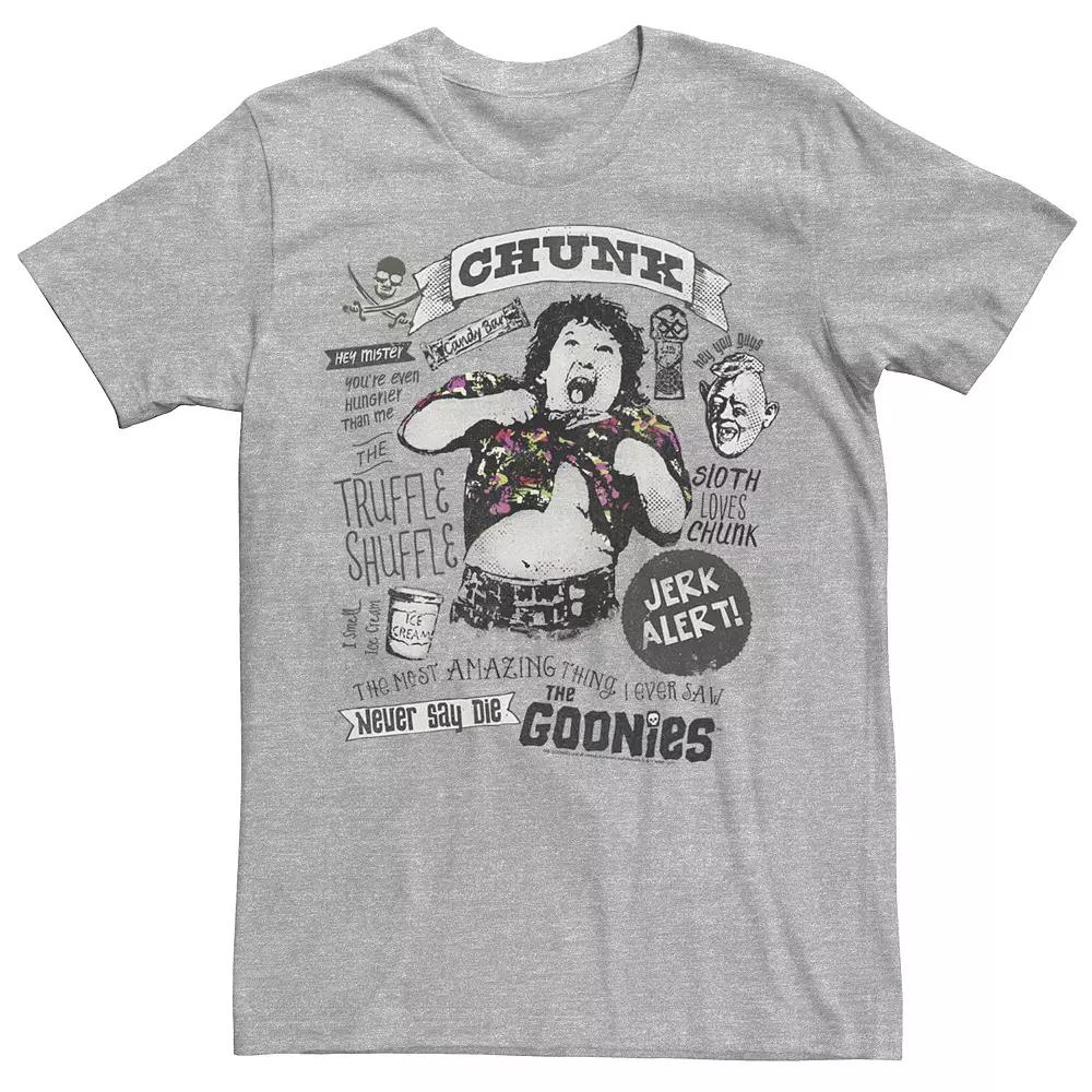 Men's The Goonies Chunk & Sloth Things Text Tee, Size: XL, Athletic Grey Product Image
