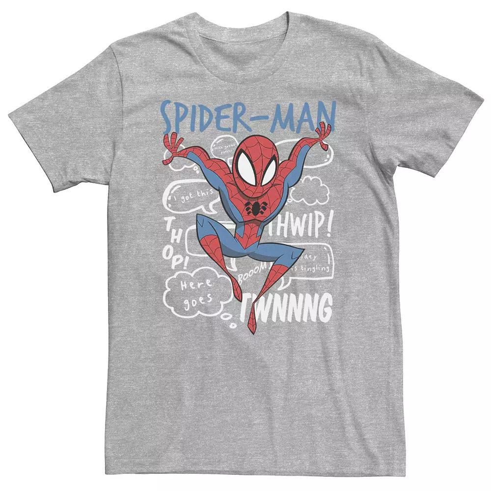 Big & Tall Marvel Spider-Man Action Pose Comic Sound Effects Tee, Men's,  Product Image