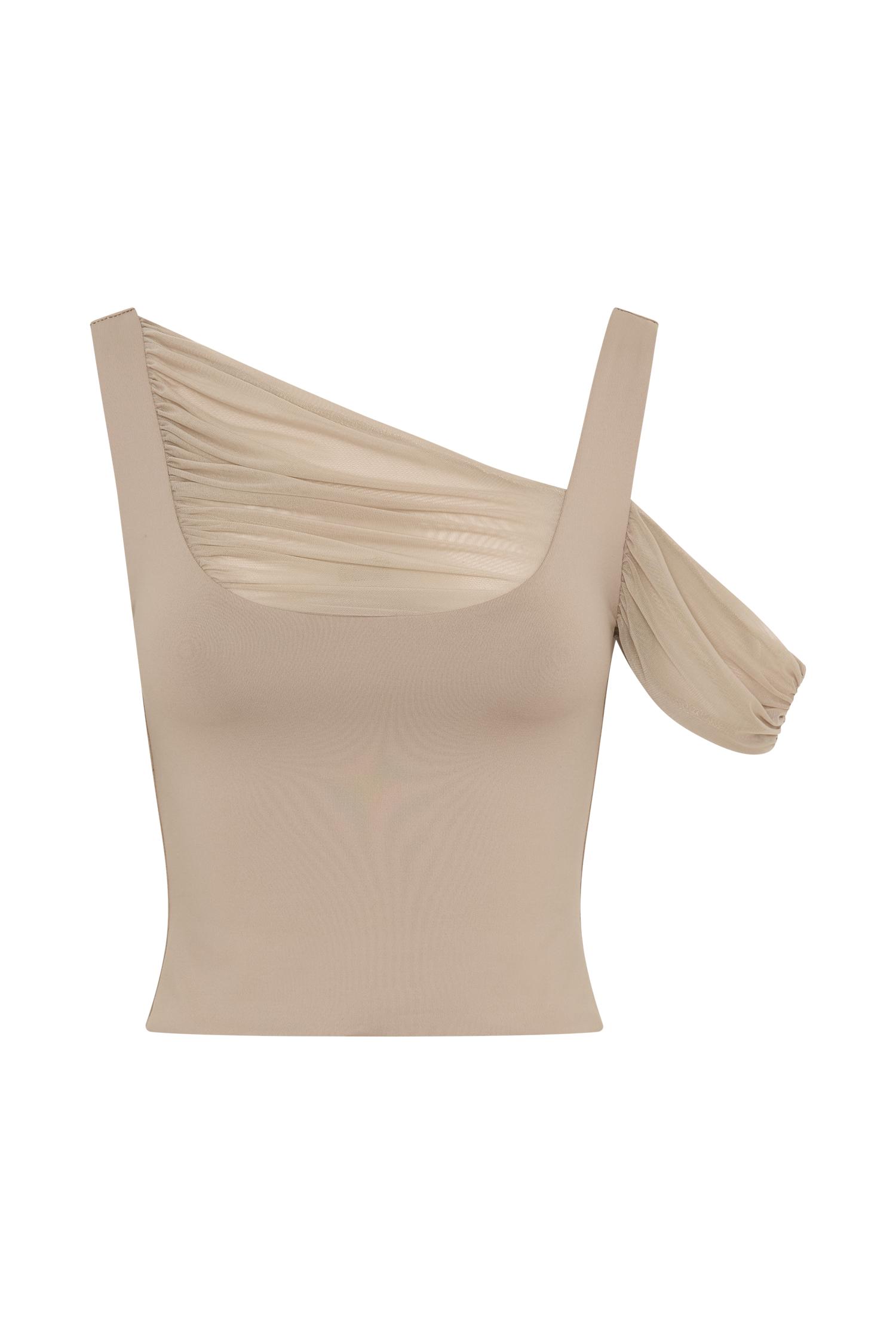 Jules Recycled Nylon And Mesh Sleeveless Top - Taupe Product Image