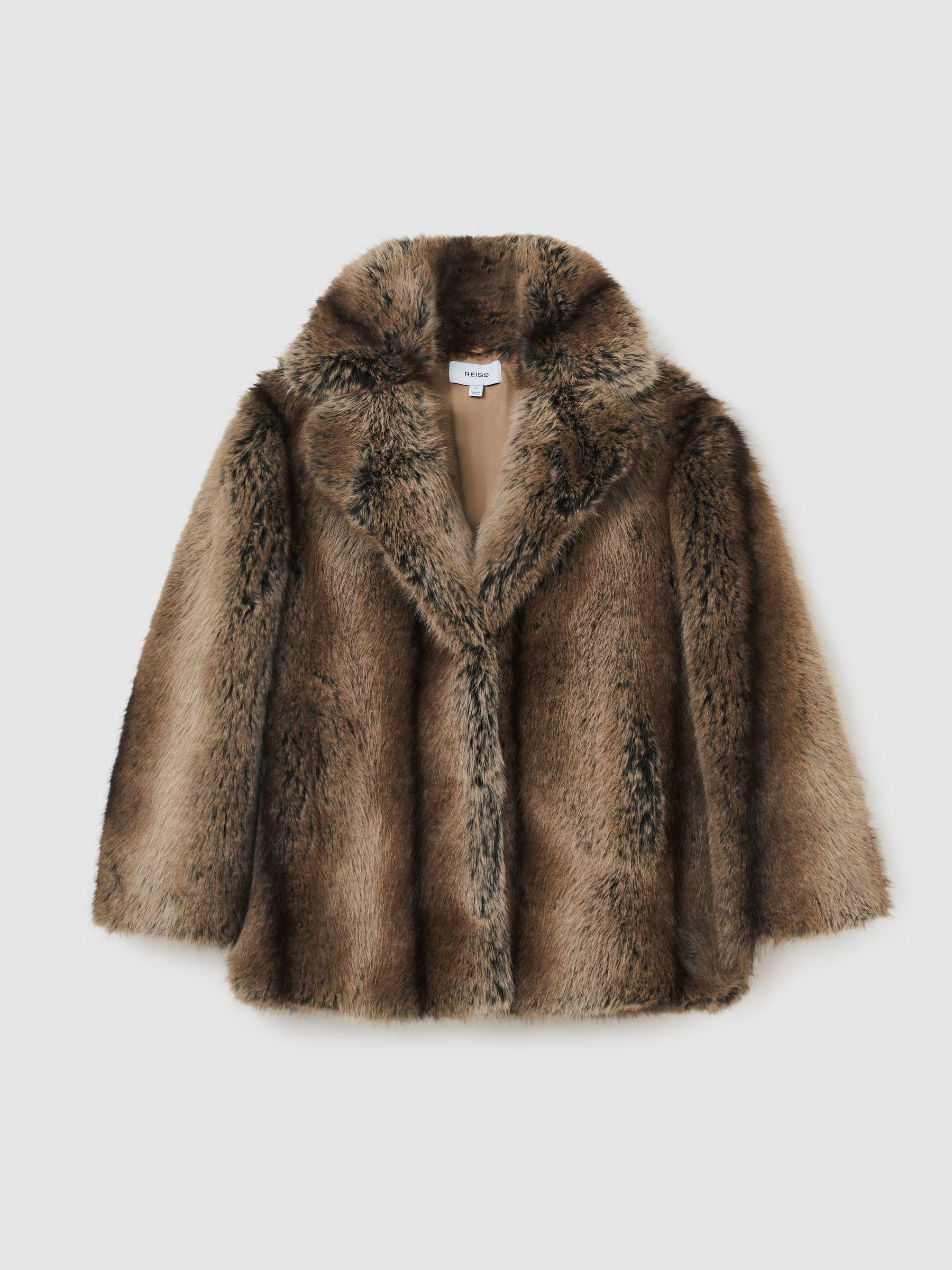 Faux-Fur Coat in Brown Product Image