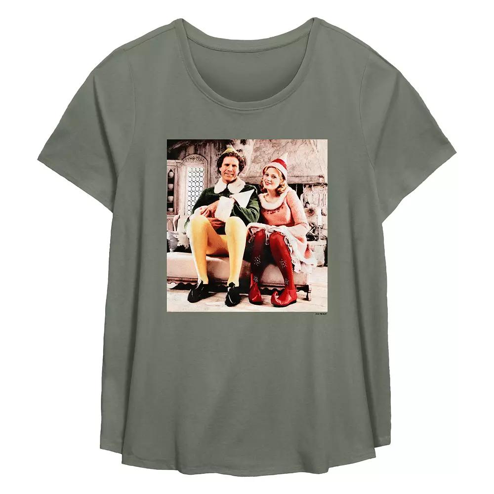 Plus Size Elf Buddy And Jovie Portrait Flowy Graphic Tee, Womens Green Product Image