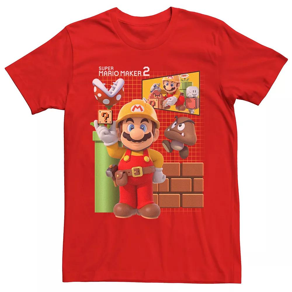 Men's Nintendo Super Mario Maker 2 Blue Prints Short Sleeve Tee,  Product Image