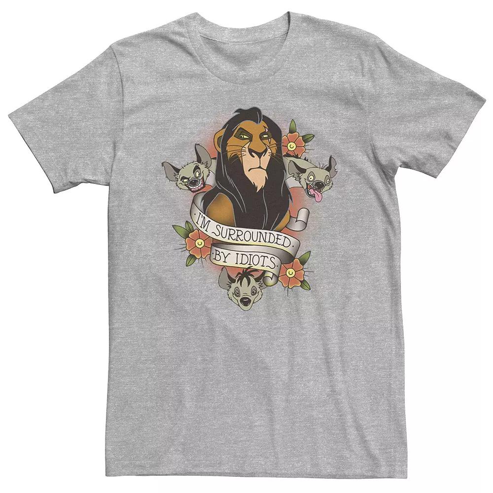 Big & Tall Disney The Lion King Scar With Hyenas Surrounded By Idiots Tee, Men's, Size: 3XL Tall, Athletic Grey Product Image