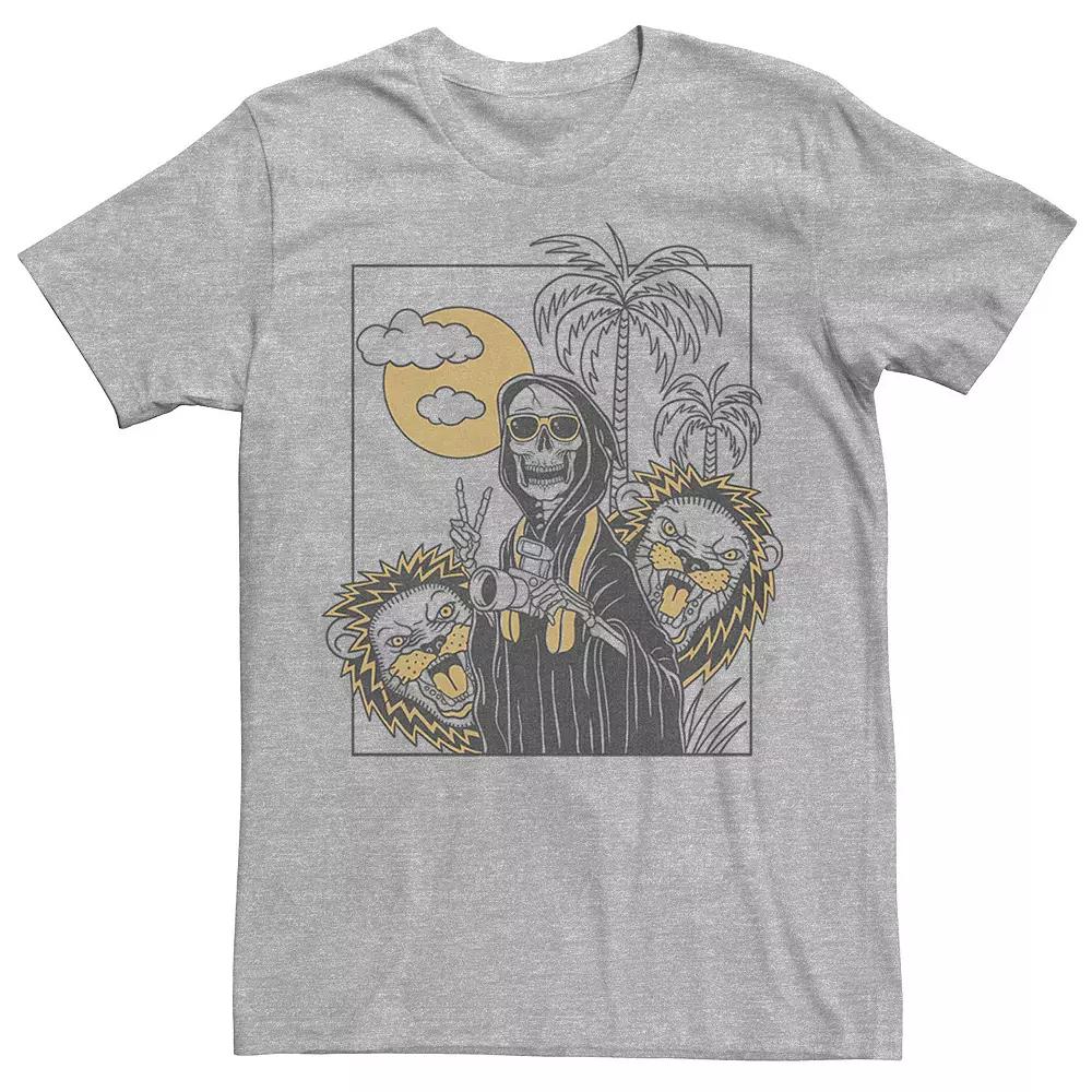 Men's Grim Reaper Safari Line Art Portrait Graphic Tee,  Product Image