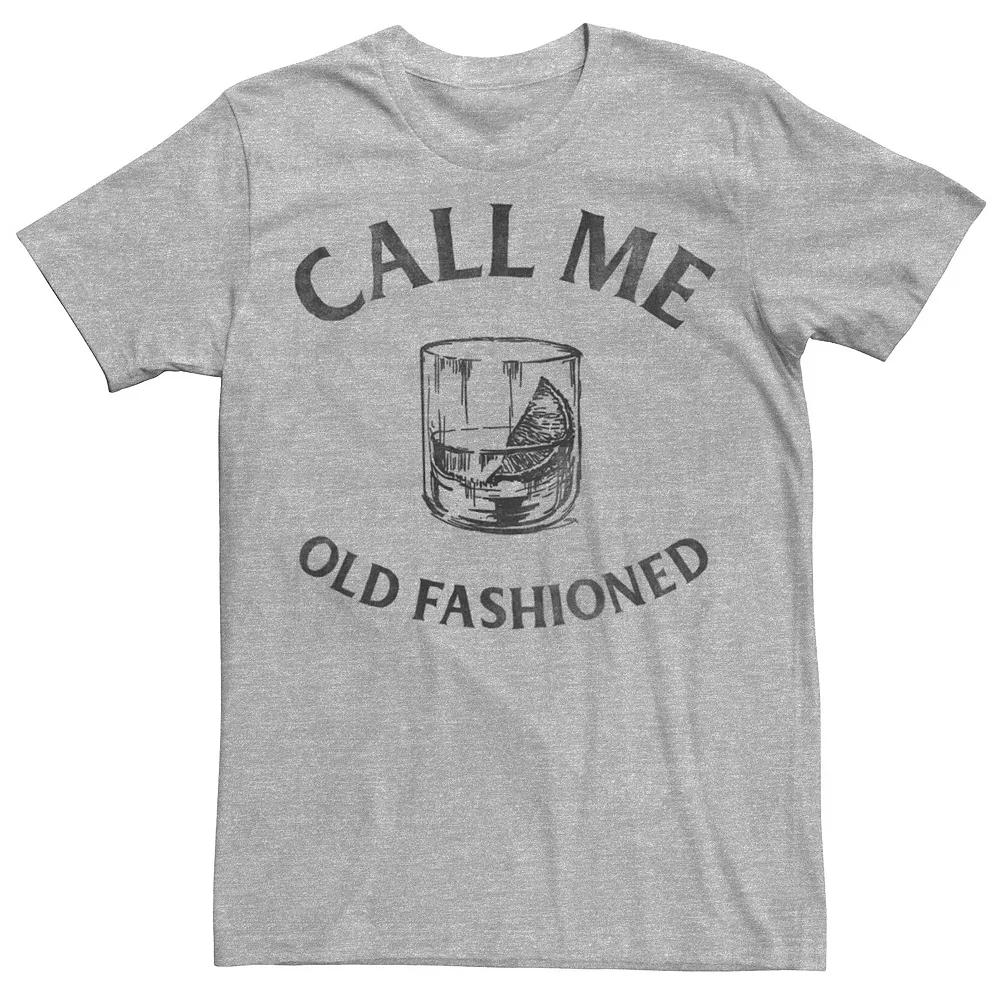 Men's Old Fashioned Alcohol Text Tee, Size: Small, Athletic Grey Product Image