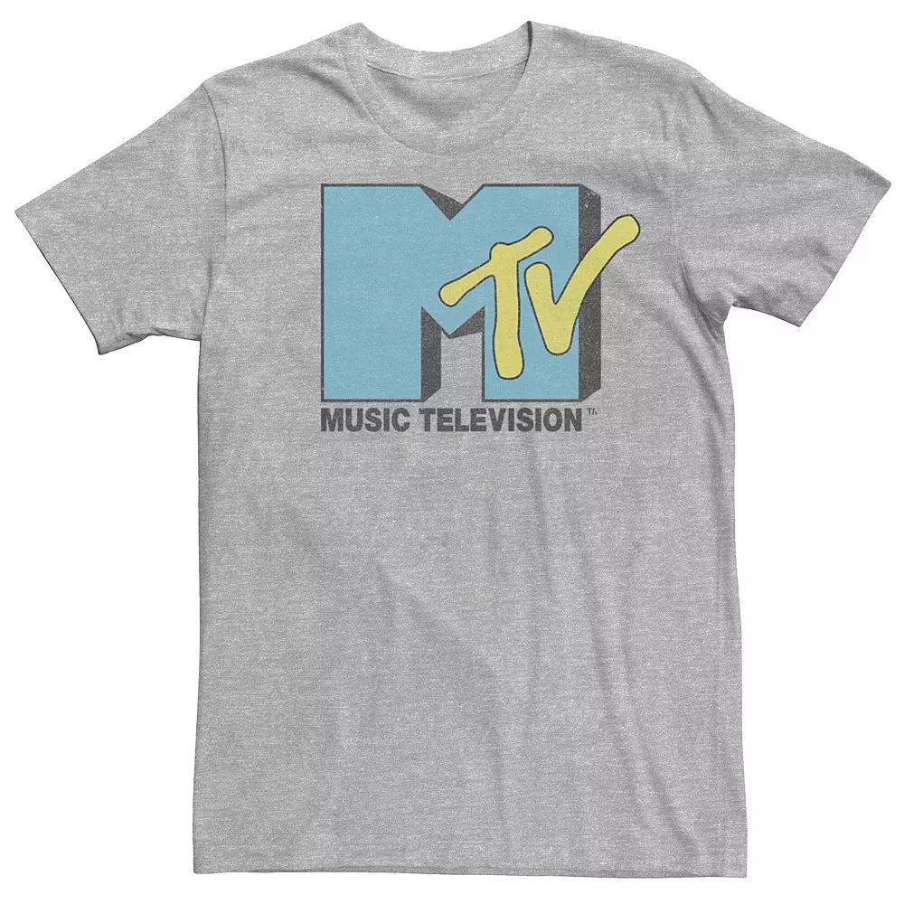 Men's MTV Turquoise Pop Color Logo Short Sleeve Tee,  Product Image