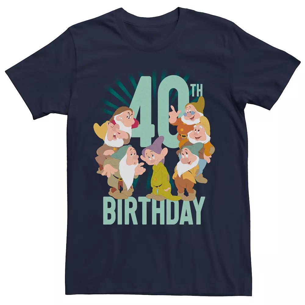 Disney's Snow White Men's Dwarfs Group Shot 40th Birthday Graphic Tee, Size: Small, Blue Product Image