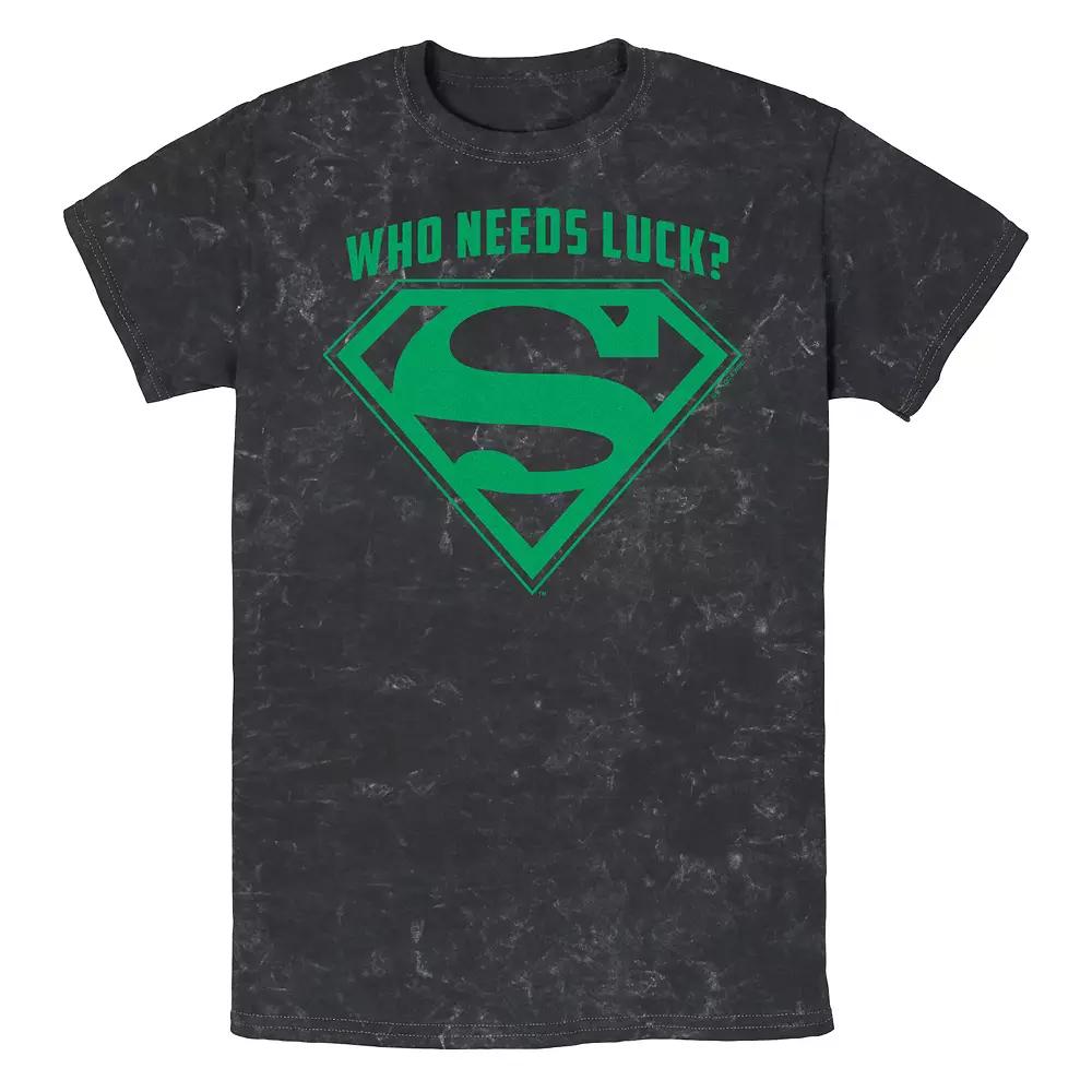 Men's DC Comics Superman Who Needs Luck? Mineral Wash Graphic Tee,  Product Image