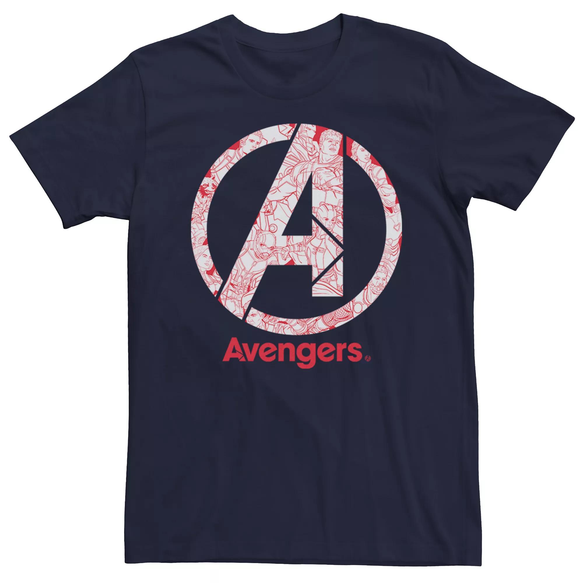 Men's Marvel Avengers Line Art Logo Tee,  Product Image