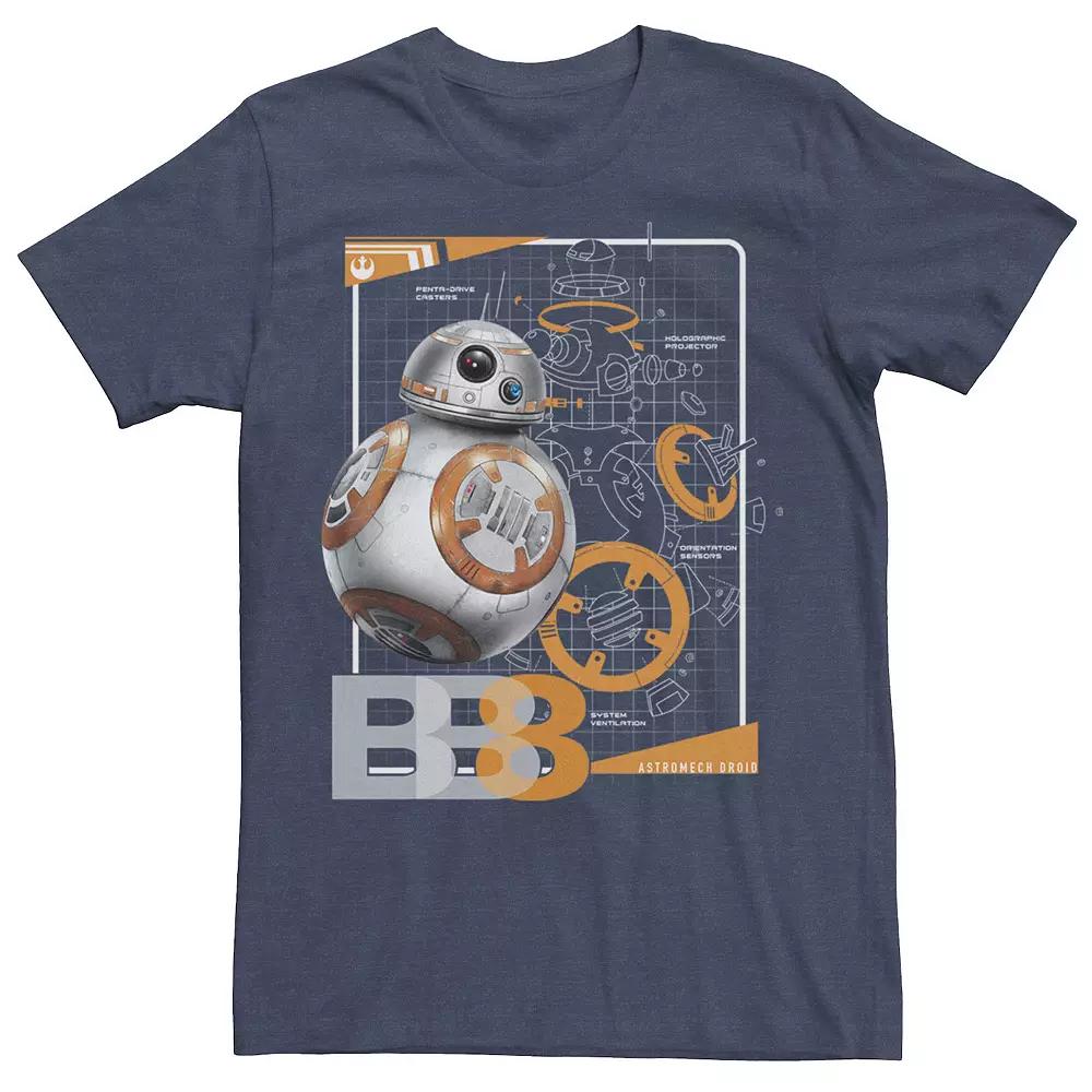 Men's Star Wars BB-8 Astromech Schematic Graphic Tee, Size: Small, Navy Grey Product Image