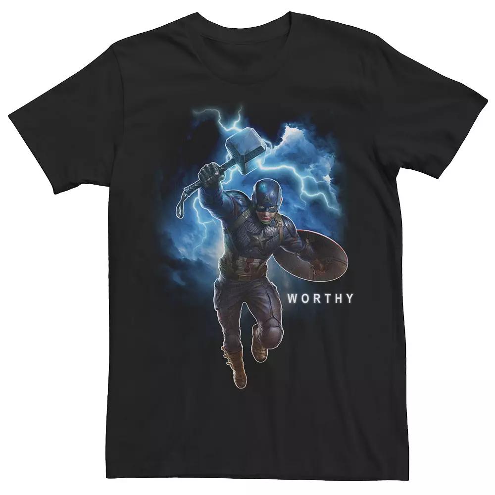 Men's Marvel Avengers Endgame Captain America Worthy Action Pose Graphic Tee,  Product Image