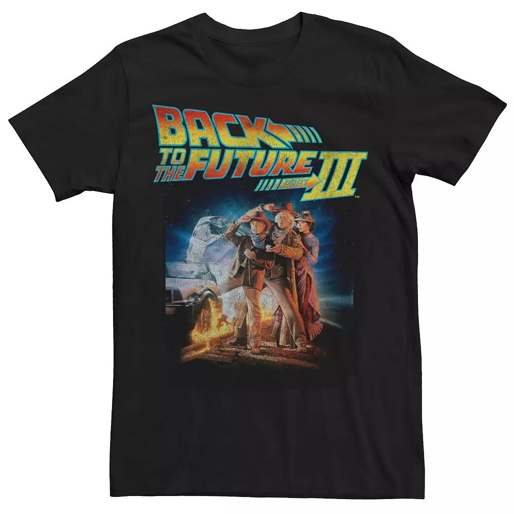 Men's Back To The Future Three Group Pose With Car Graphic Tee, Size: 3XL, Black Product Image
