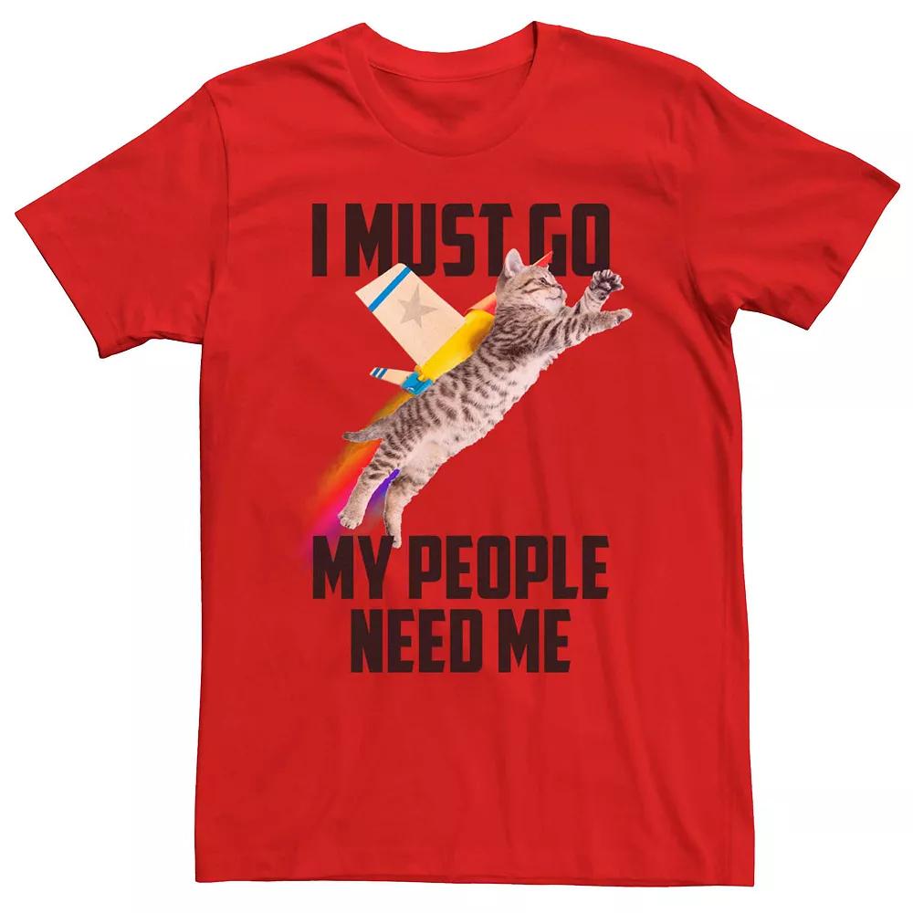 Men's My People Need Me Cat Flying Graphic Tee,  Product Image
