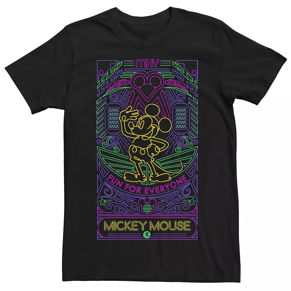 Disney's Mickey Mouse Men's Fun For Everyone Neon Line Art Tee,  Product Image
