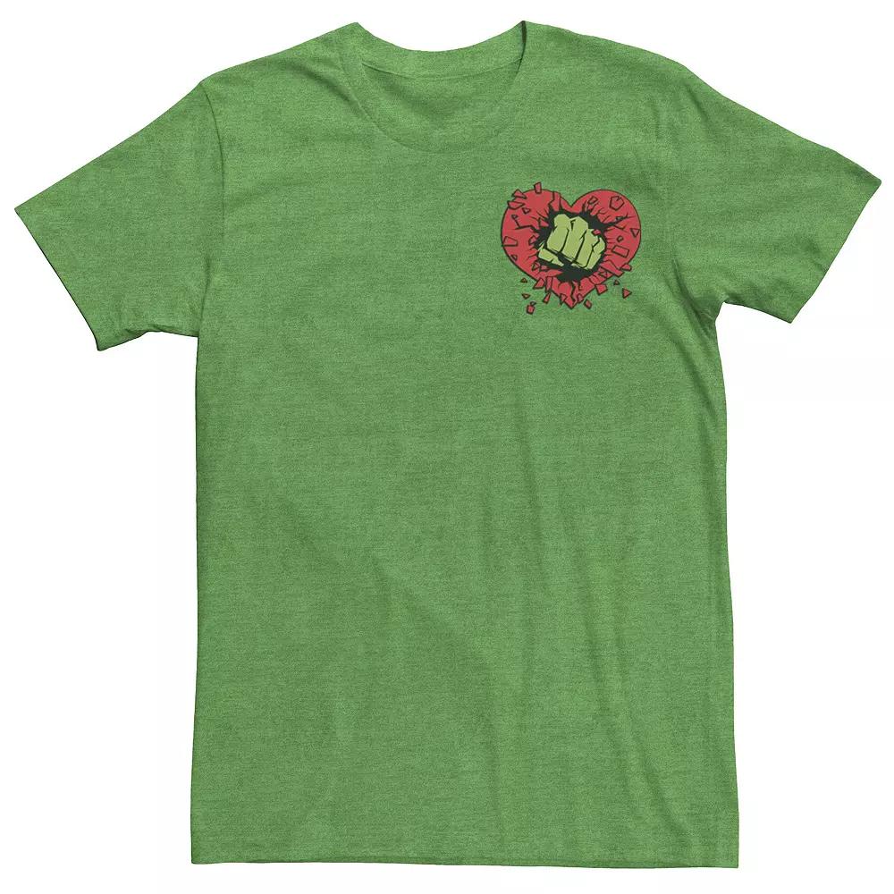 Men's Marvel Hulk Heart Smash Left Chest Valentine Tee,  Product Image