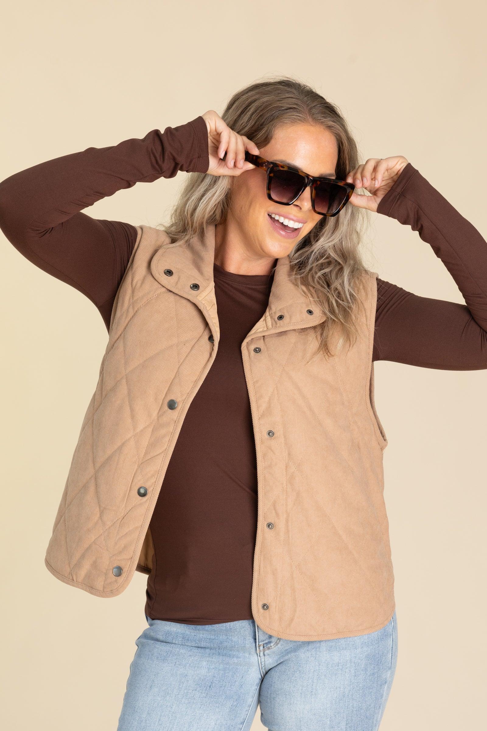 Lightweight Quilted Snap Button Vests Product Image