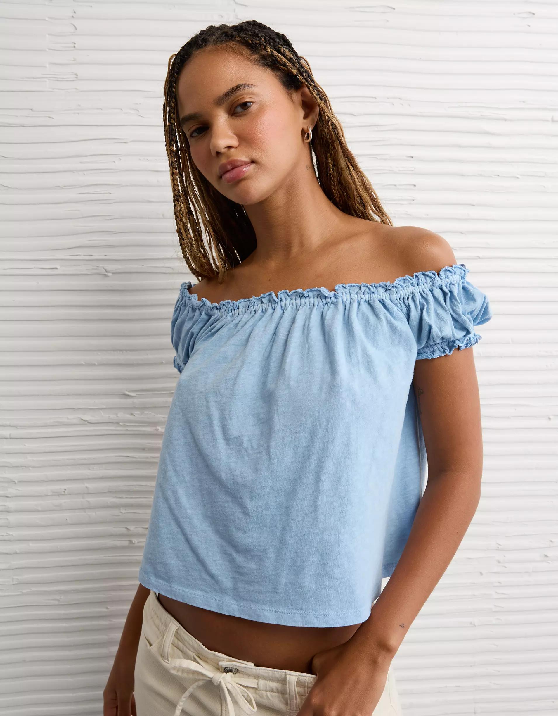 AE Sunchaser Knit Off The Shoulder Swing Top Product Image