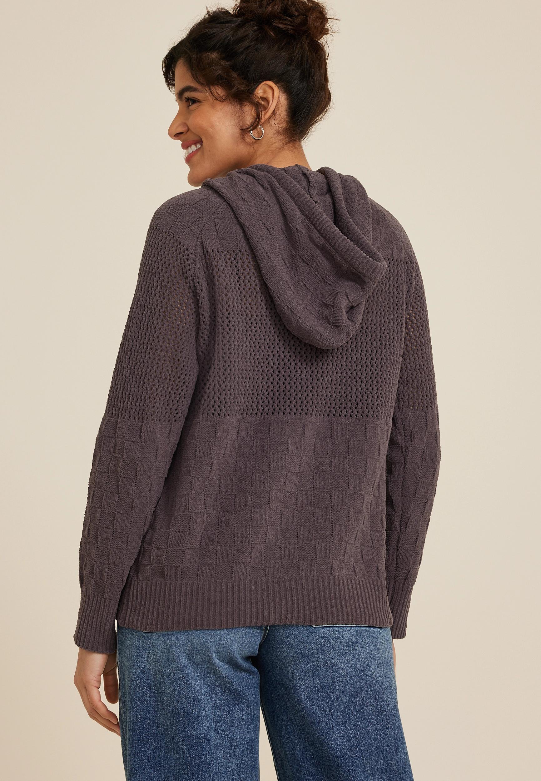 Textured Stitch Hooded Sweater Product Image