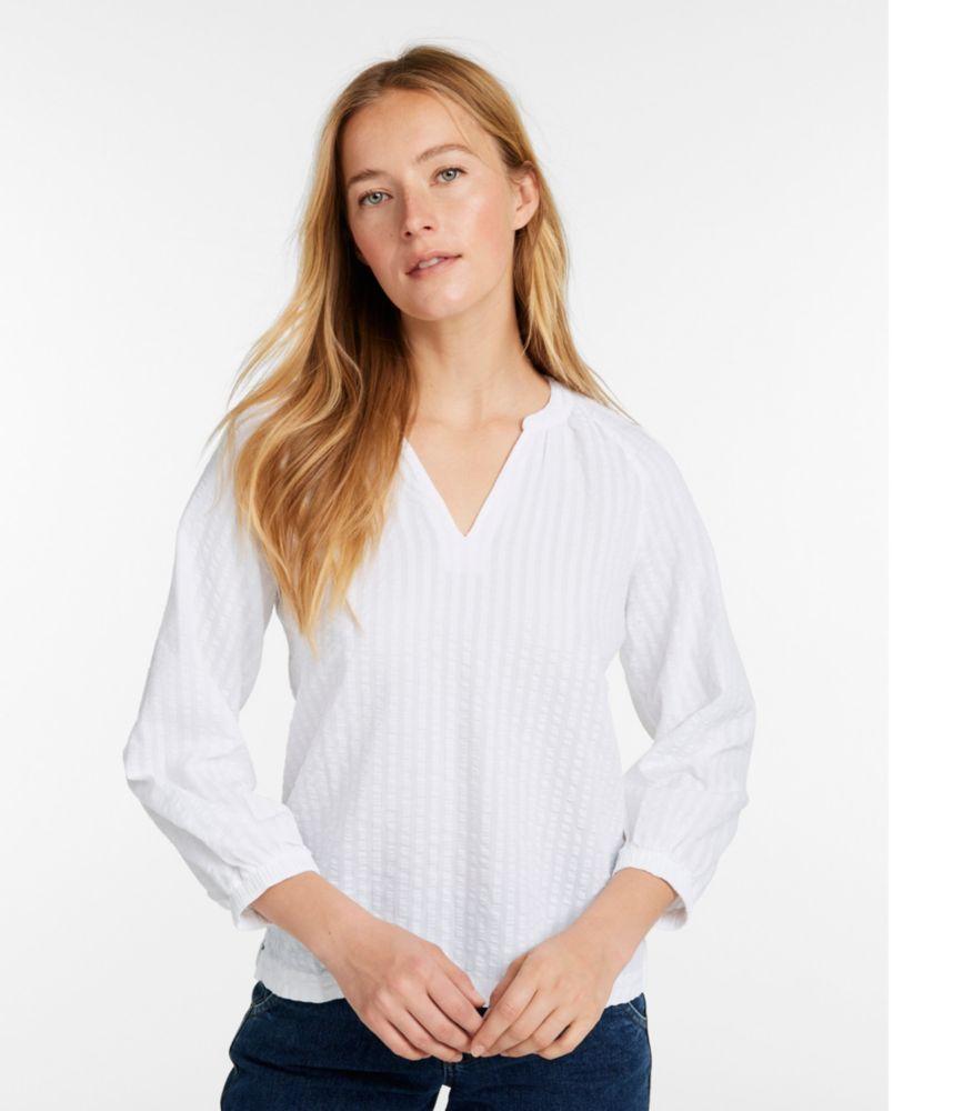 Women's Bean's Seacoast Seersucker Splitneck Shirt Product Image