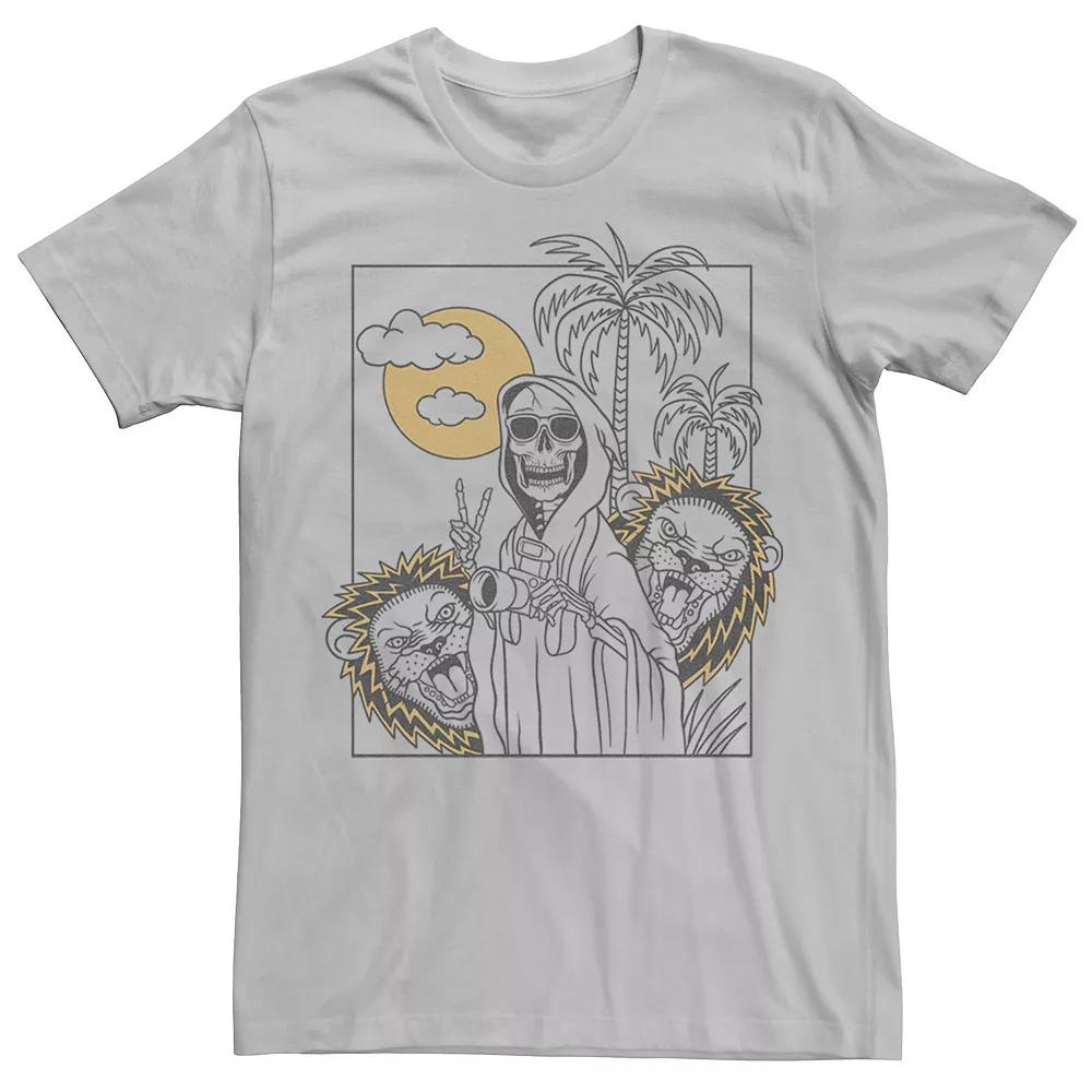 Men's Grim Reaper Safari Line Art Portrait Graphic Tee,  Product Image