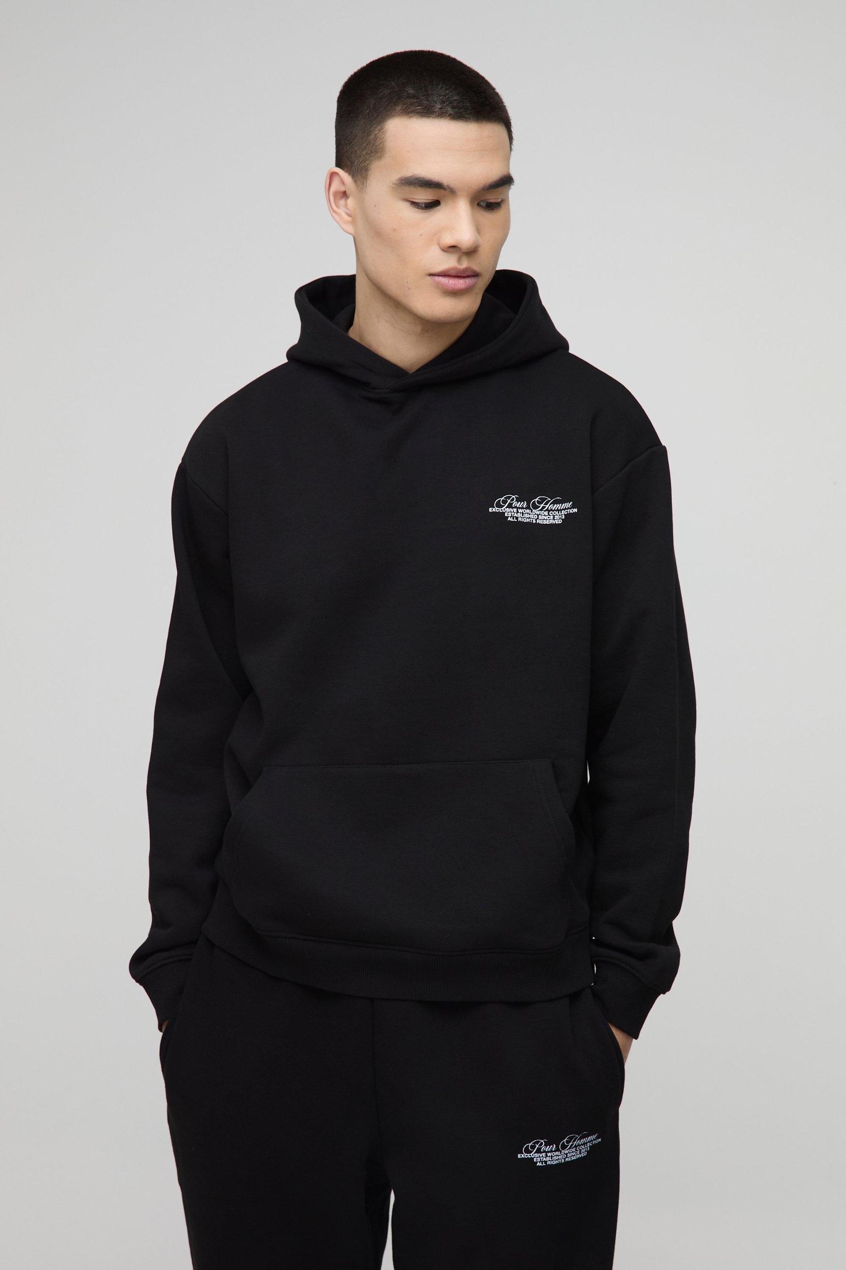 Oversized Homme Hooded Split Hem Tracksuit | boohooMAN USA Product Image