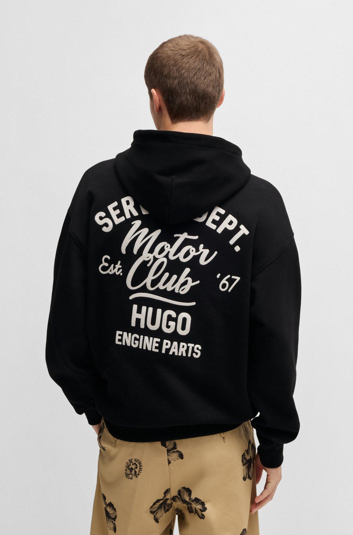 Cotton-terry hoodie with embroidered artwork Product Image