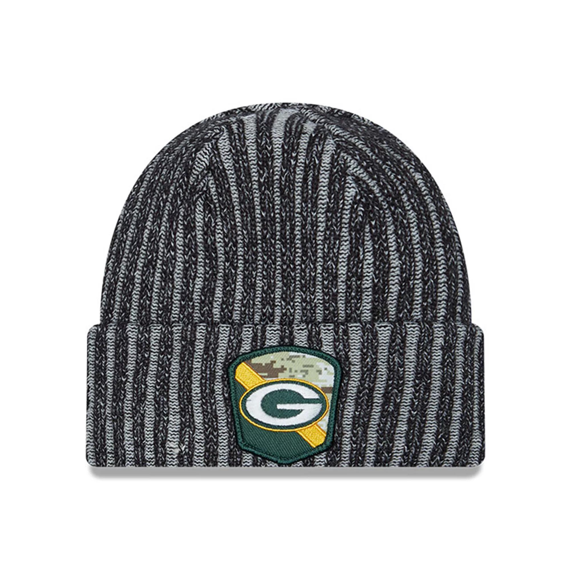 Men's New Era  Black Green Bay Packers 2023 Salute To Service Cuffed Knit Hat Product Image