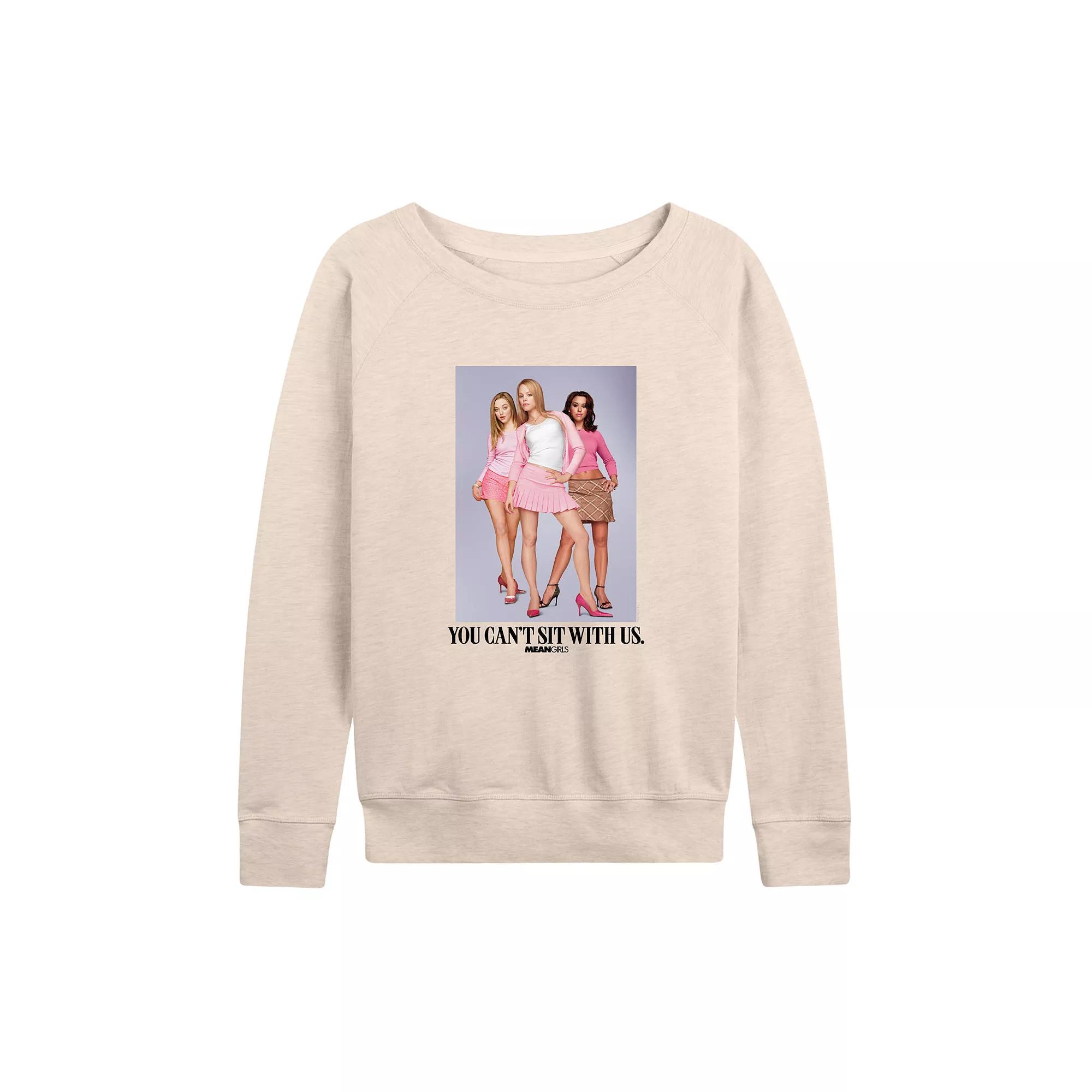 Women's Mean Girls Can't Sit With Us French Terry Long Sleeve Tee, Size: Small, Beige Product Image