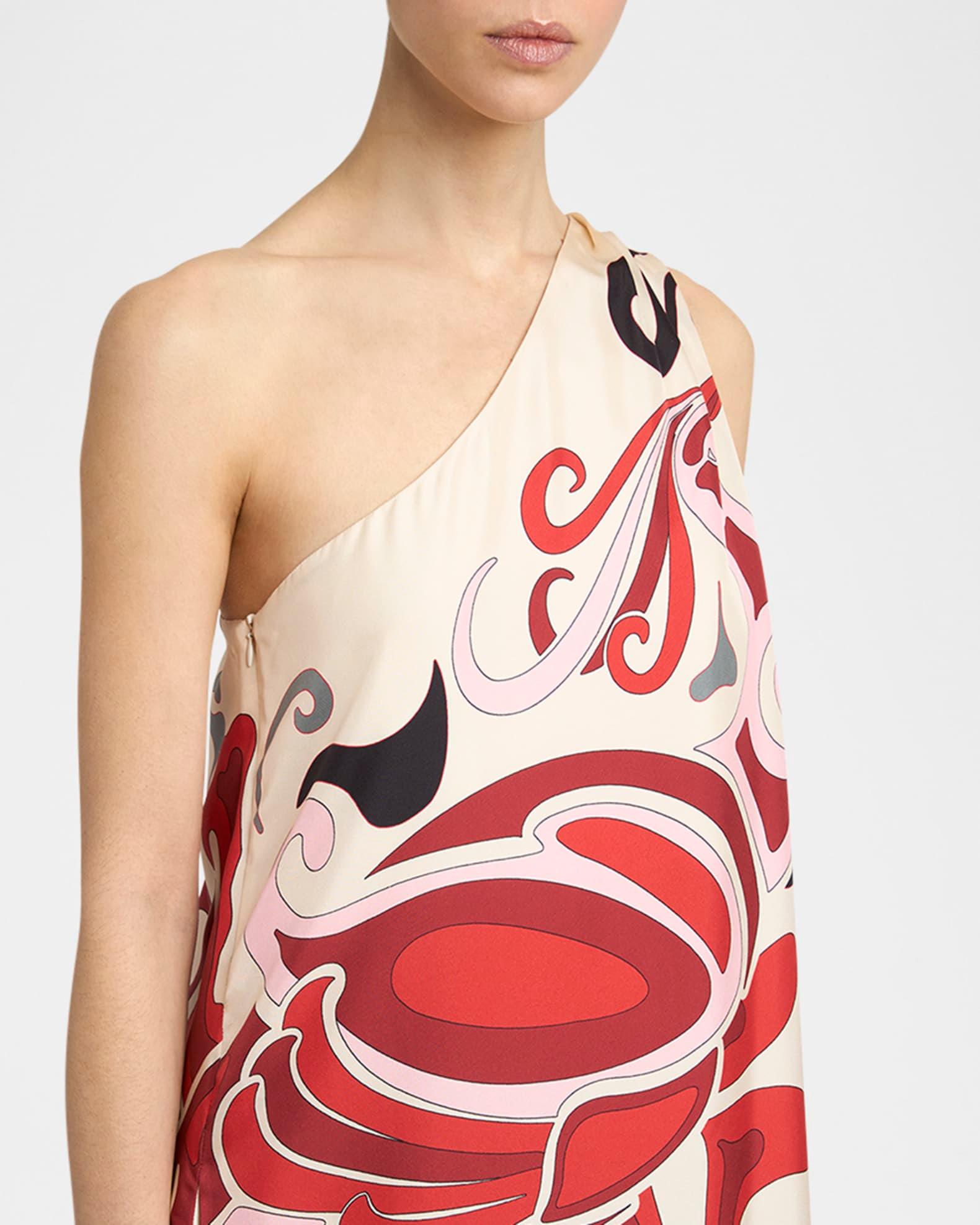 Roy Printed Silk One-Shoulder Maxi Dress Product Image