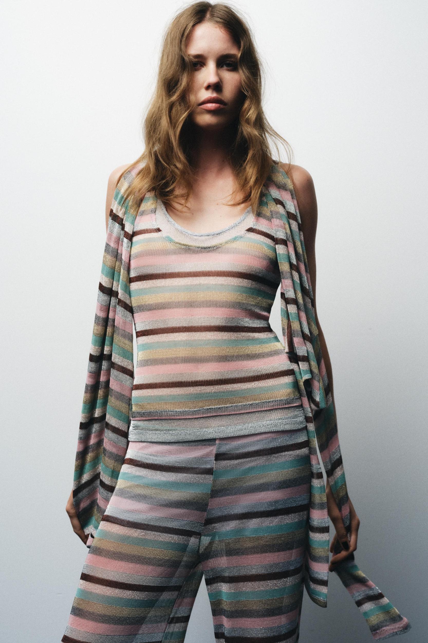 METALLIC THREAD STRIPED TOP Product Image