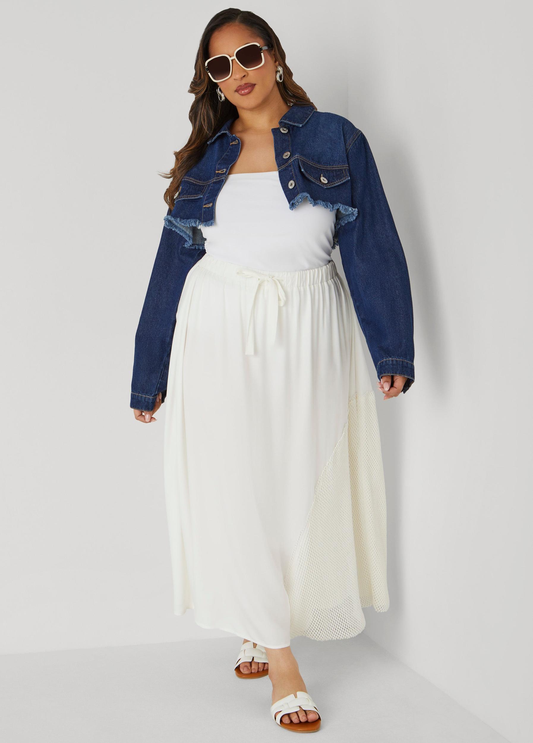 Plus Size Fishnet Paneled Maxi Skirt Ashley Stewart Product Image