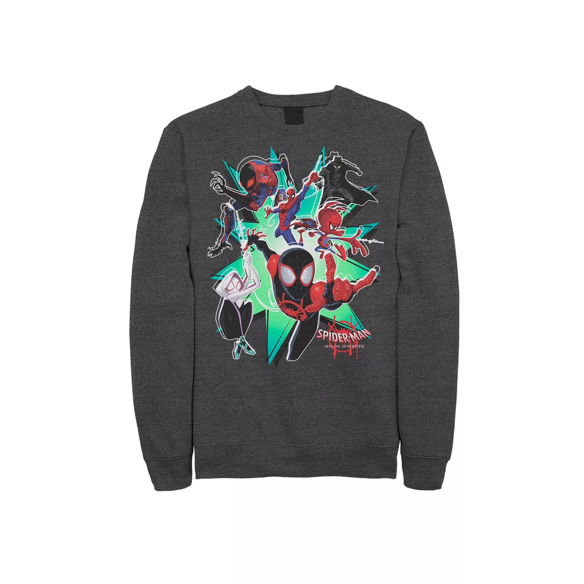 Men's Marvel Spider-Man Spiderverse Action Group Graphic Fleece Pullover,  Product Image