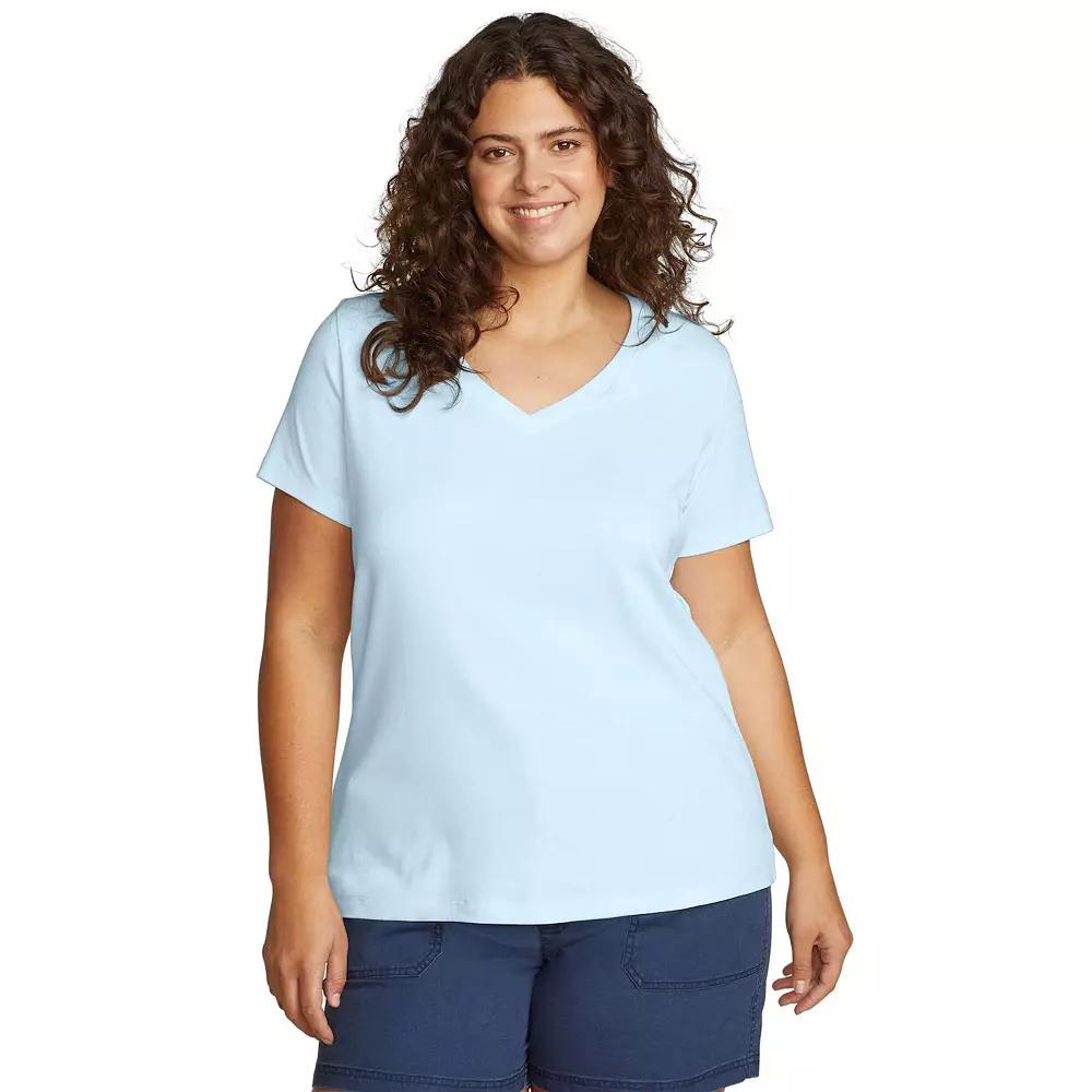 Plus Size Eddie Bauer Short Sleeve Favorite V-Neck Tee, Women's, Size: 1XL, Pale Blue Product Image